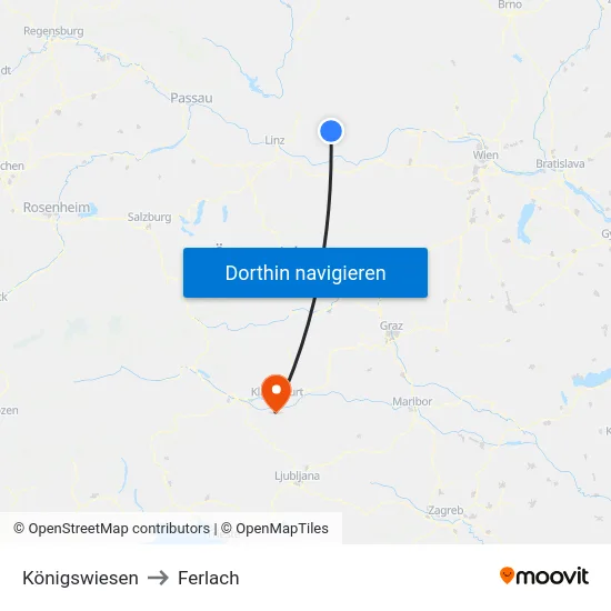 Königswiesen to Ferlach map
