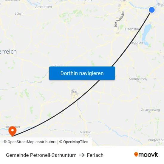 Gemeinde Petronell-Carnuntum to Ferlach map
