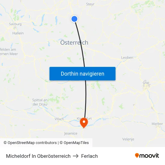 Micheldorf In Oberösterreich to Ferlach map