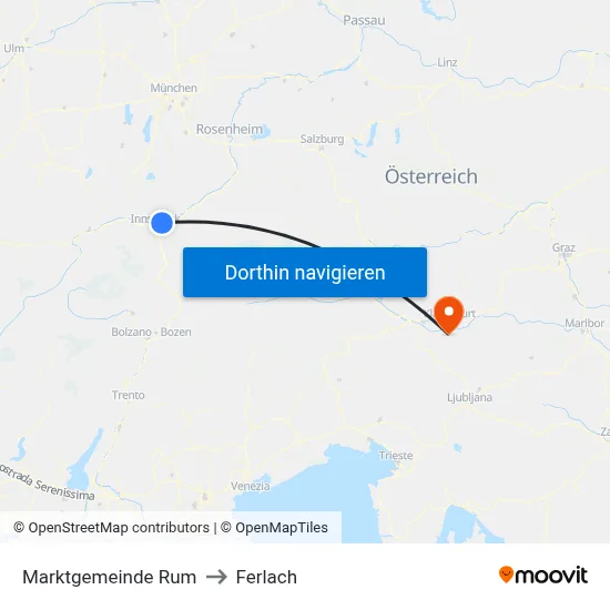 Marktgemeinde Rum to Ferlach map