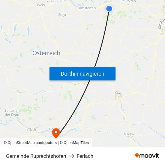 Gemeinde Ruprechtshofen to Ferlach map