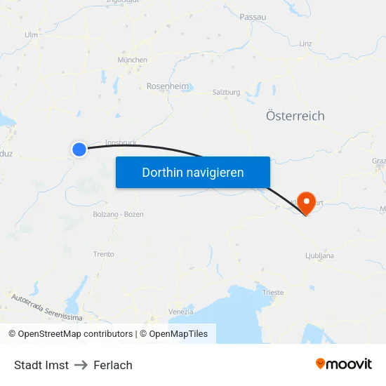 Stadt Imst to Ferlach map