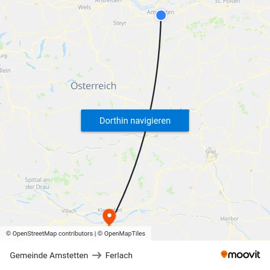 Gemeinde Amstetten to Ferlach map