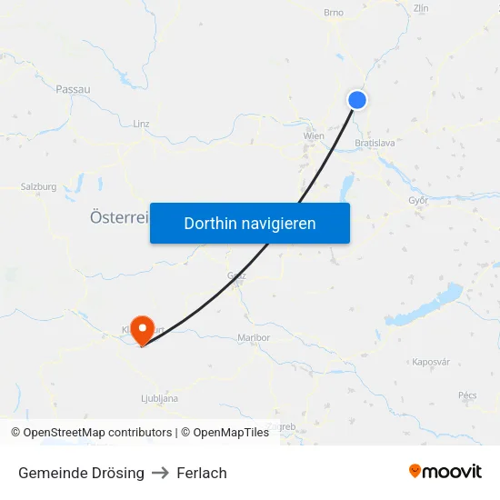 Gemeinde Drösing to Ferlach map