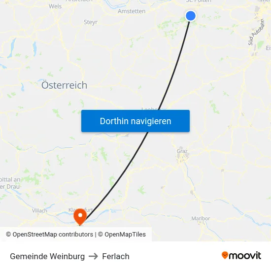 Gemeinde Weinburg to Ferlach map