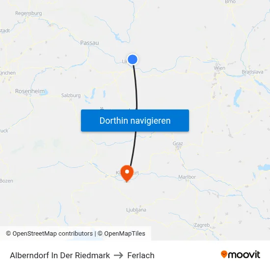 Alberndorf In Der Riedmark to Ferlach map