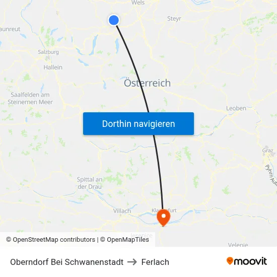 Oberndorf Bei Schwanenstadt to Ferlach map