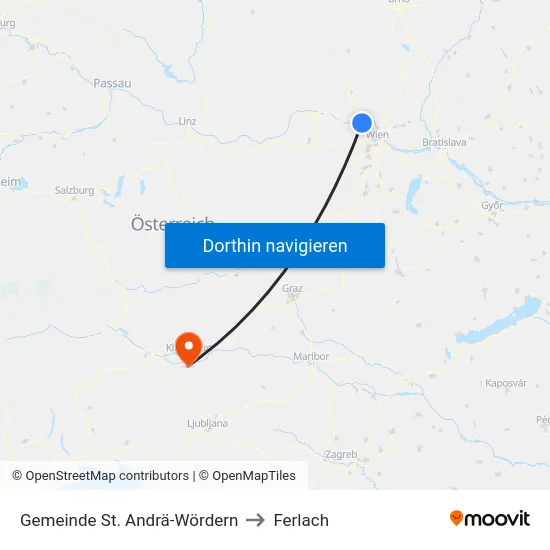 Gemeinde St. Andrä-Wördern to Ferlach map
