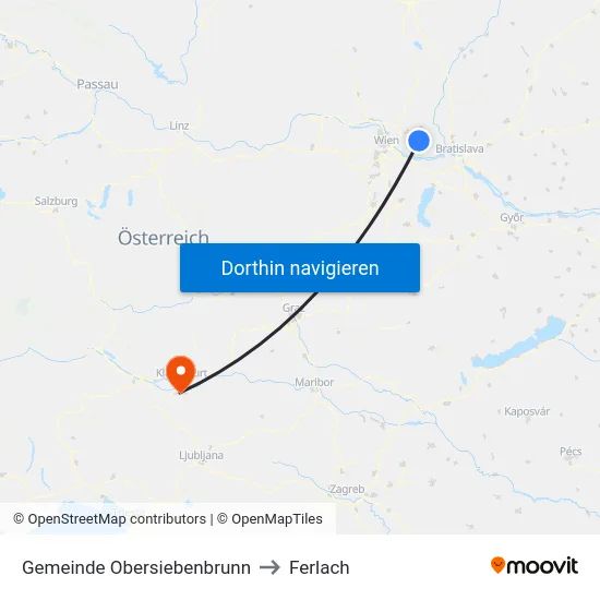 Gemeinde Obersiebenbrunn to Ferlach map