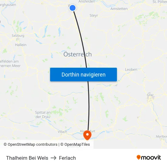 Thalheim Bei Wels to Ferlach map