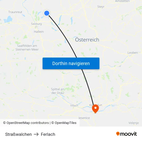Straßwalchen to Ferlach map