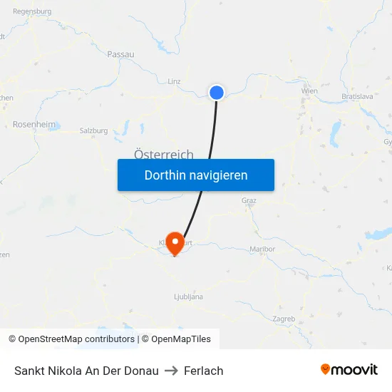 Sankt Nikola An Der Donau to Ferlach map