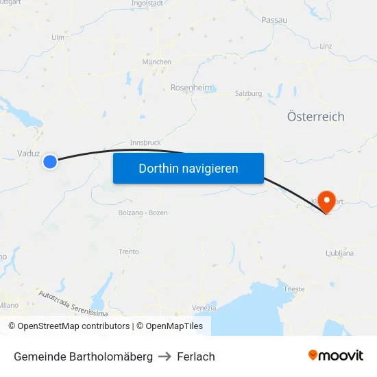 Gemeinde Bartholomäberg to Ferlach map