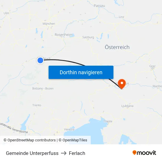 Gemeinde Unterperfuss to Ferlach map