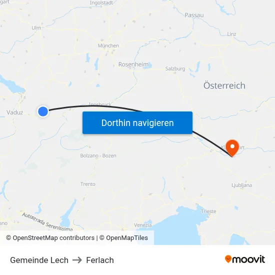 Gemeinde Lech to Ferlach map