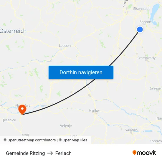 Gemeinde Ritzing to Ferlach map