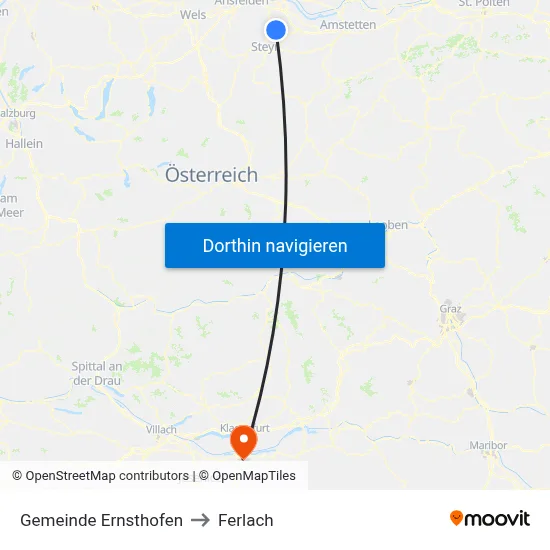 Gemeinde Ernsthofen to Ferlach map