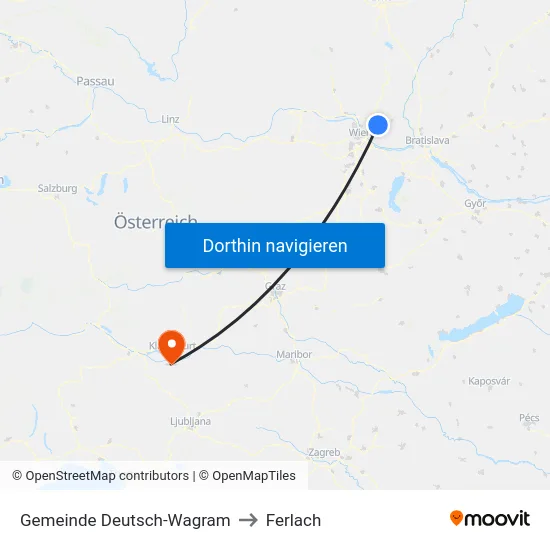 Gemeinde Deutsch-Wagram to Ferlach map