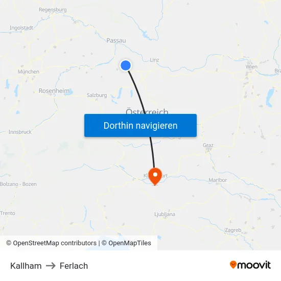 Kallham to Ferlach map