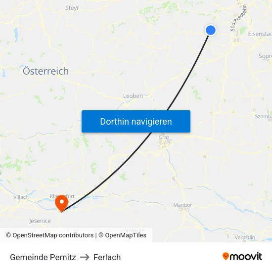 Gemeinde Pernitz to Ferlach map