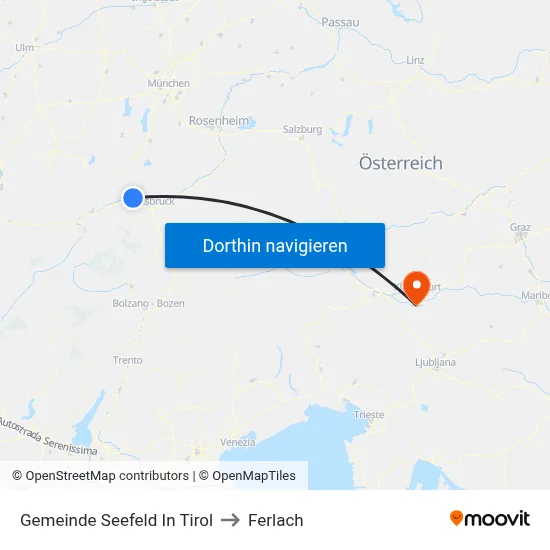 Gemeinde Seefeld In Tirol to Ferlach map