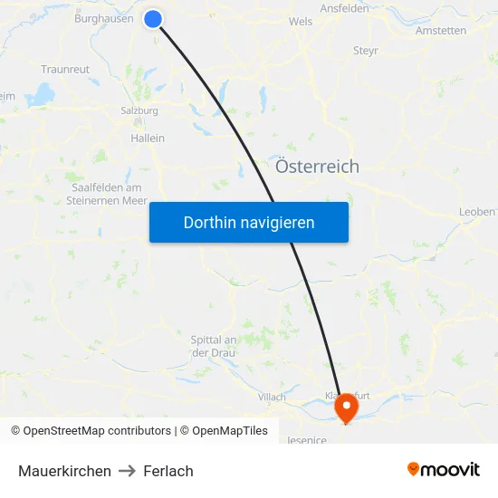 Mauerkirchen to Ferlach map