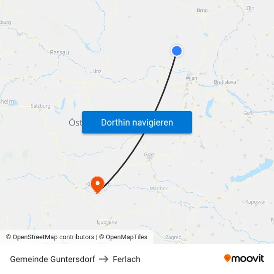 Gemeinde Guntersdorf to Ferlach map