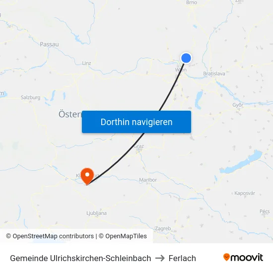 Gemeinde Ulrichskirchen-Schleinbach to Ferlach map