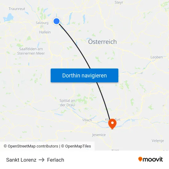 Sankt Lorenz to Ferlach map