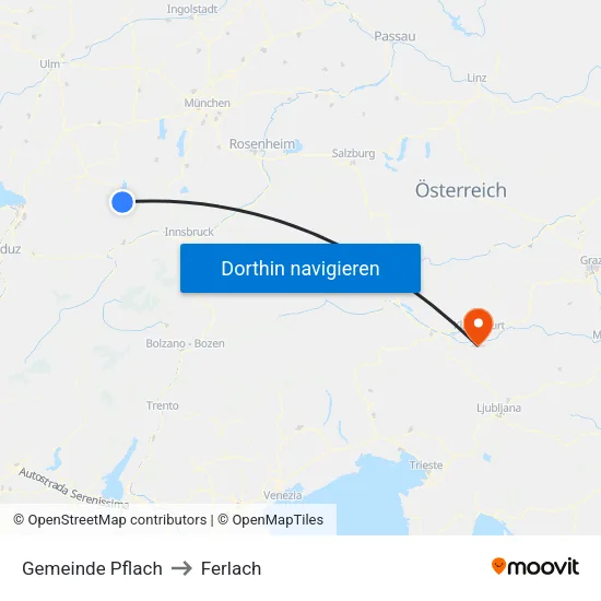 Gemeinde Pflach to Ferlach map