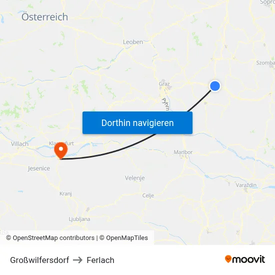 Großwilfersdorf to Ferlach map