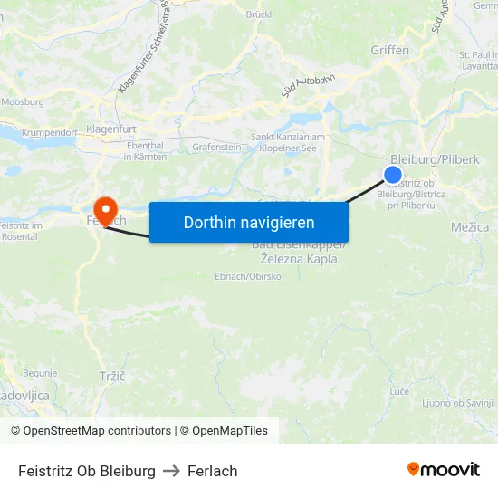 Feistritz Ob Bleiburg to Ferlach map