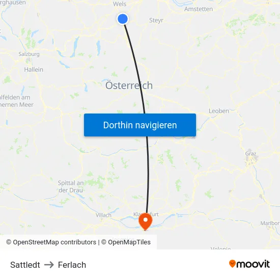 Sattledt to Ferlach map