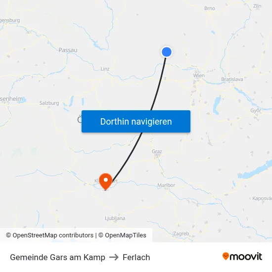 Gemeinde Gars am Kamp to Ferlach map