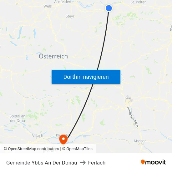 Gemeinde Ybbs An Der Donau to Ferlach map