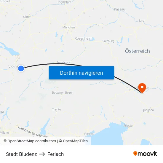 Stadt Bludenz to Ferlach map