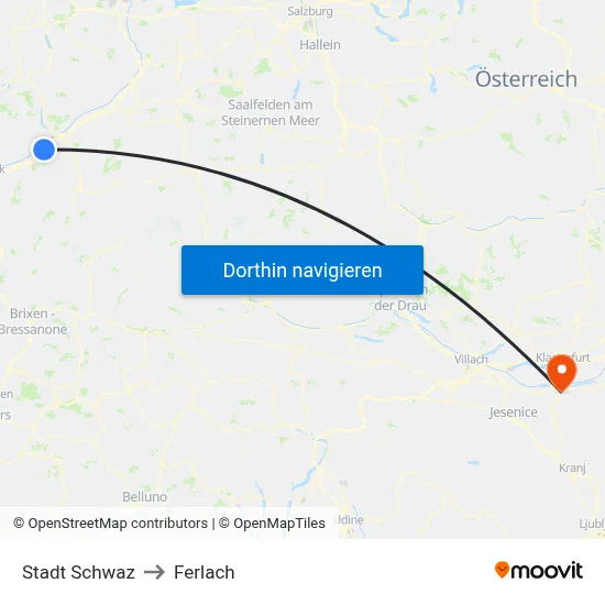 Stadt Schwaz to Ferlach map