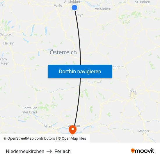Niederneukirchen to Ferlach map
