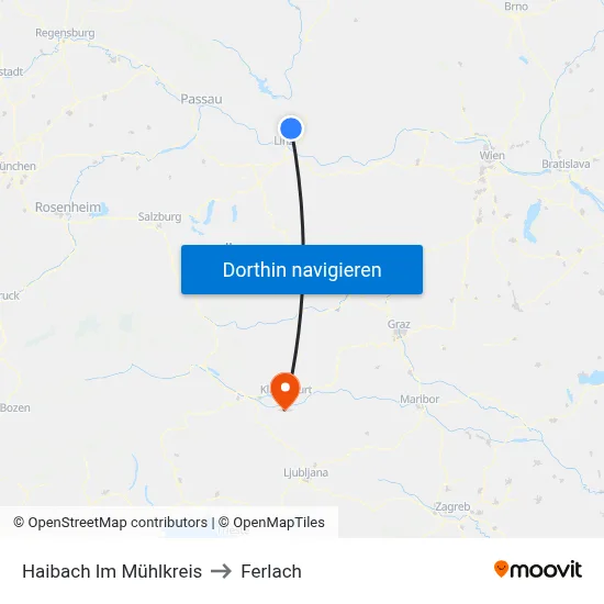 Haibach Im Mühlkreis to Ferlach map