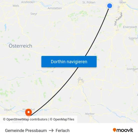 Gemeinde Pressbaum to Ferlach map