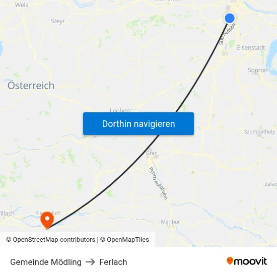 Gemeinde Mödling to Ferlach map