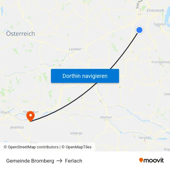 Gemeinde Bromberg to Ferlach map