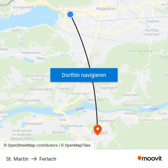 St. Martin to Ferlach map