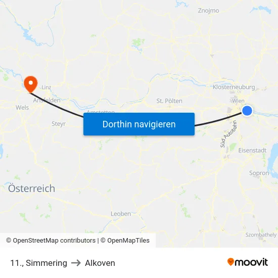 11., Simmering to Alkoven map