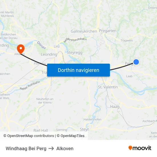 Windhaag Bei Perg to Alkoven map