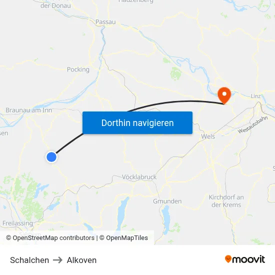 Schalchen to Alkoven map