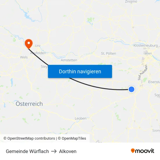 Gemeinde Würflach to Alkoven map