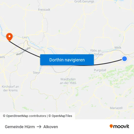 Gemeinde Hürm to Alkoven map