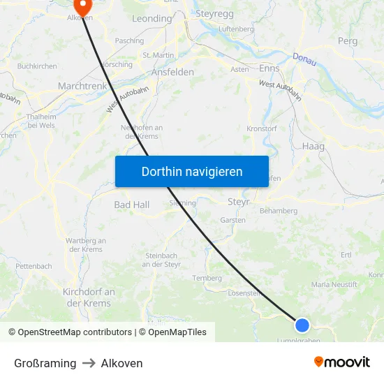 Großraming to Alkoven map