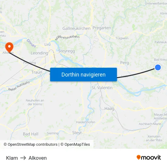 Klam to Alkoven map